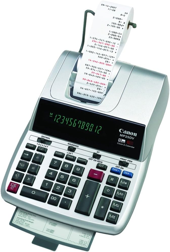 MP25DV Two-Color Ribbon Printing Calculator, Black/Red Print